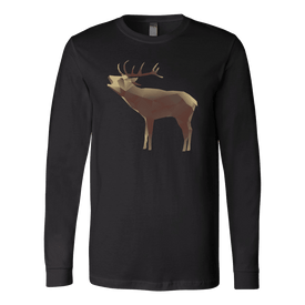 Large Polygonaly Deer T-shirt Canvas Long Sleeve Shirt Black S