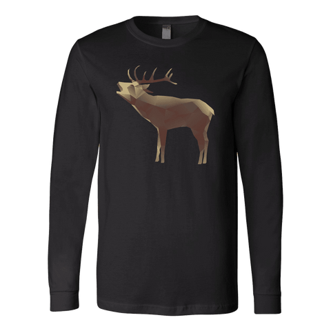 Image of Large Polygonaly Deer T-shirt Canvas Long Sleeve Shirt Black S