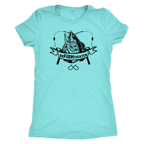 Image of soFISHticated Womens Black Print T-shirt Next Level Womens Triblend Tahiti Blue S