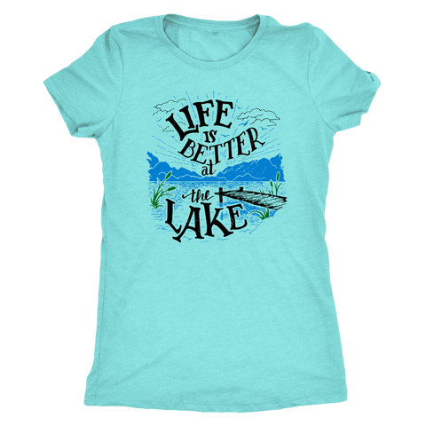 Image of Life is Better At The Lake Womens Shirts T-shirt Next Level Womens Triblend Tahiti Blue S