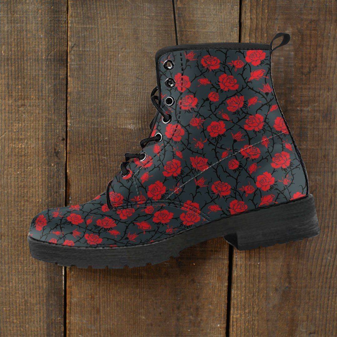 Premium Eco Leather Boots with Rose Art 