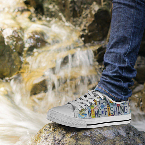 Image of Gone Fishin' | Premium Low Top Canvas Shoes Shoes 