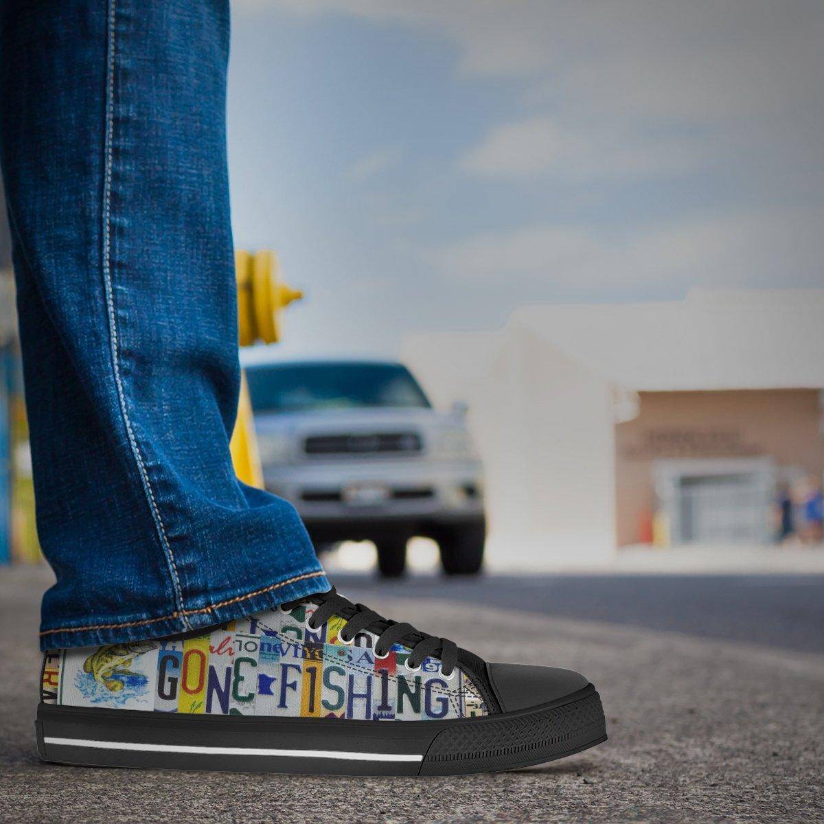 Gone Fishin' | Premium Low Top Canvas Shoes Shoes 