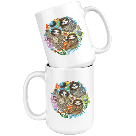 Image of Fun Watercolor Sloth Mugs Drinkware 
