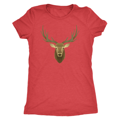 Image of Deer Portrait, Real T-shirt Next Level Womens Triblend Vintage Red S
