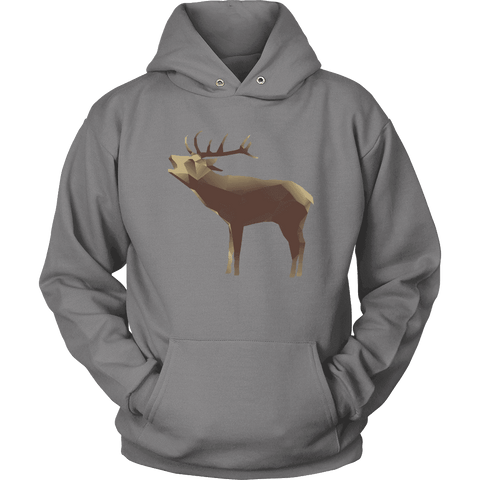 Image of Large Polygonaly Deer T-shirt Unisex Hoodie Grey S