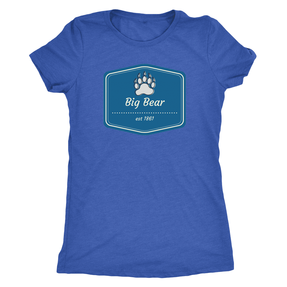 Big Bear Blue Logo T-shirt Next Level Womens Triblend Vintage Royal S