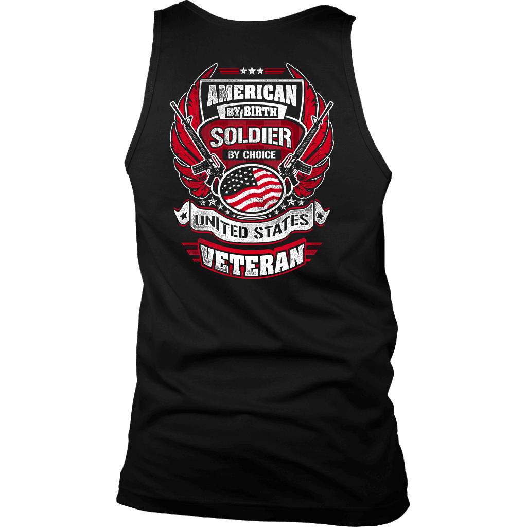 American by Birth, Soldier by Choice T-shirt District Mens Tank Black S