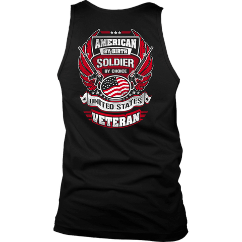 Image of American by Birth, Soldier by Choice T-shirt District Mens Tank Black S