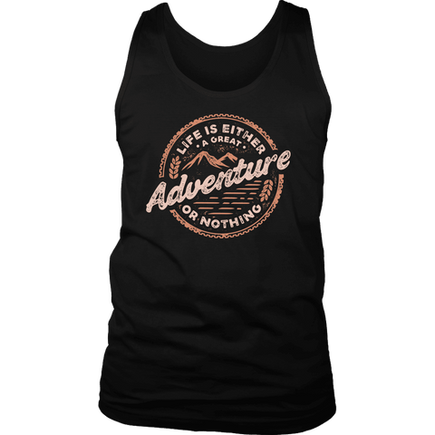 Image of Life Is A Great Adventure T-shirt District Mens Tank Black S