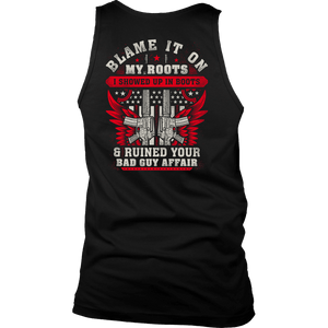 Blame It On My Roots T-shirt District Mens Tank Black S