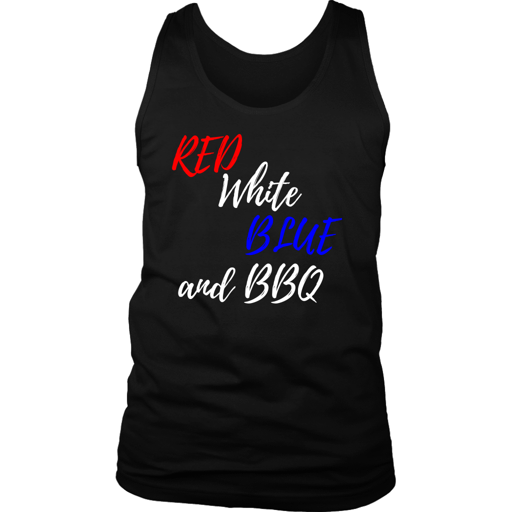 Red White Blue and BBQ T-shirt District Mens Tank Black S