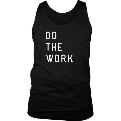 Image of Do The Work | Mens | White Print T-shirt District Mens Tank Black S
