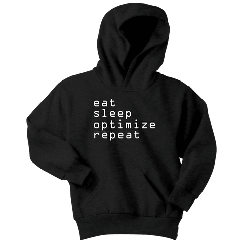 Image of eat, sleep, optimize repeat Hoodie V.1 T-shirt Youth Hoodie Black XS