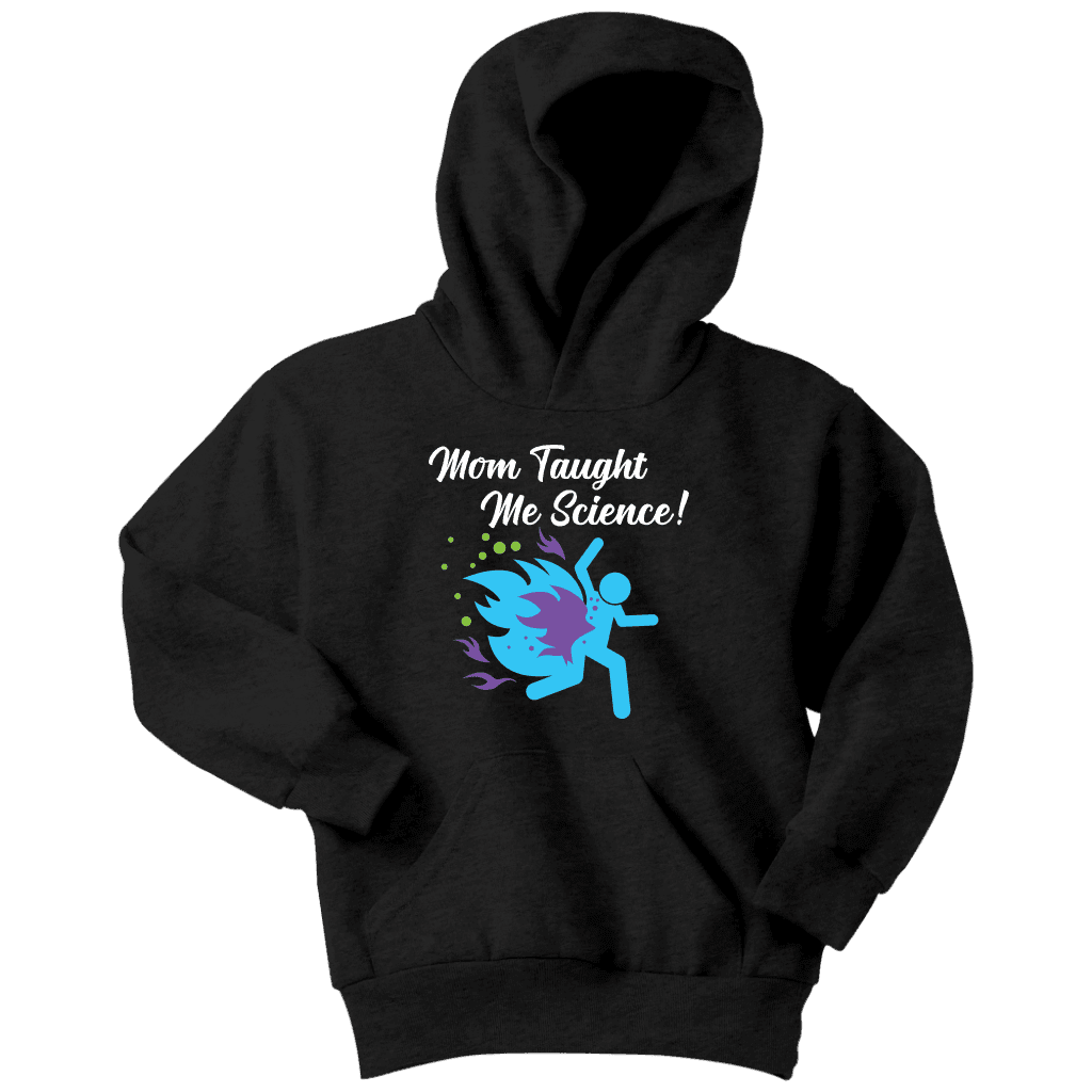Funny "Mom Taught Me Science" Kids T-Shirts T-shirt Youth Hoodie Black XS