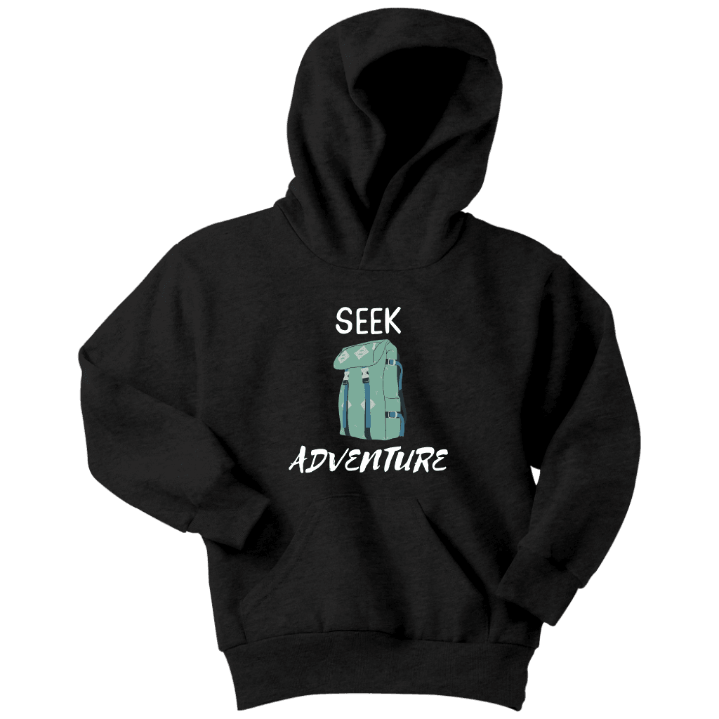 Seek Adventure with Backpack (Youth) T-shirt Youth Hoodie Black XS