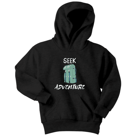 Image of Seek Adventure with Backpack (Youth) T-shirt Youth Hoodie Black XS