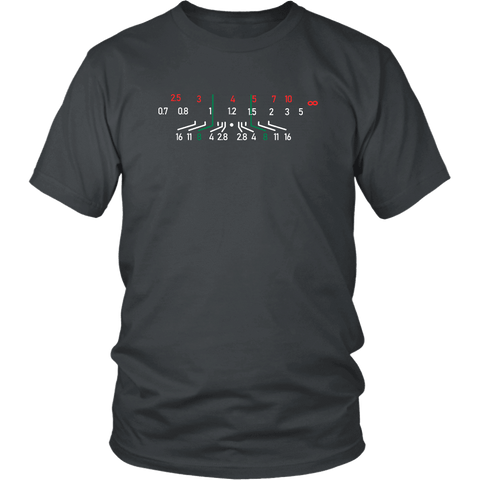 Image of Focal Length, District Shirts and Hoodies T-shirt District Unisex Shirt Charcoal S