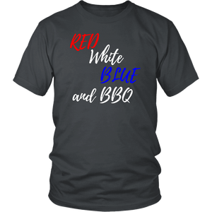Red White Blue and BBQ T-shirt District Unisex Shirt Charcoal S