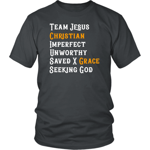 Image of Team Jesus T-shirt District Unisex Shirt Charcoal S