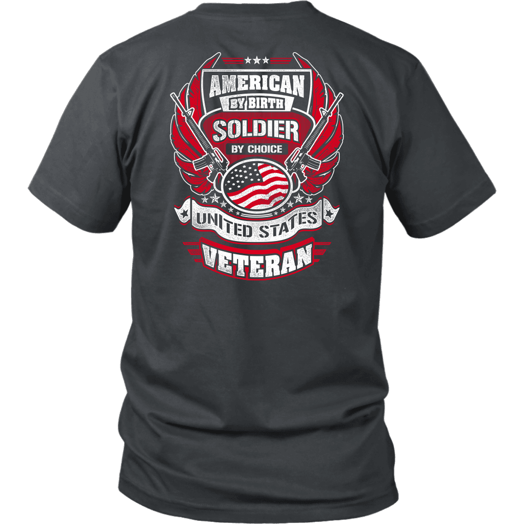 American by Birth, Soldier by Choice T-shirt District Unisex Shirt Charcoal S
