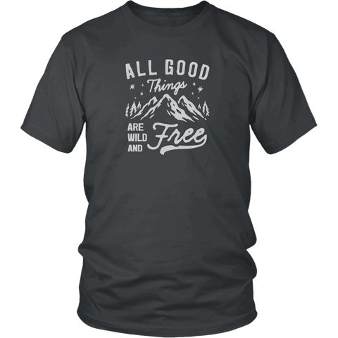 Image of Wild and Free T-shirt District Unisex Shirt Charcoal S