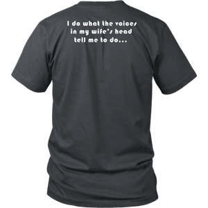 Voices in Her Head | White Print T-shirt District Unisex Shirt Charcoal S