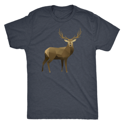 Image of Real Polygonal Deer T-shirt Next Level Mens Triblend Vintage Navy S