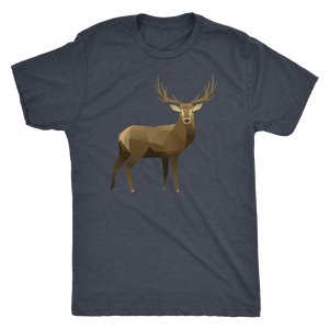 Real Polygonal Deer T-shirt Next Level Mens Triblend Vintage Navy S