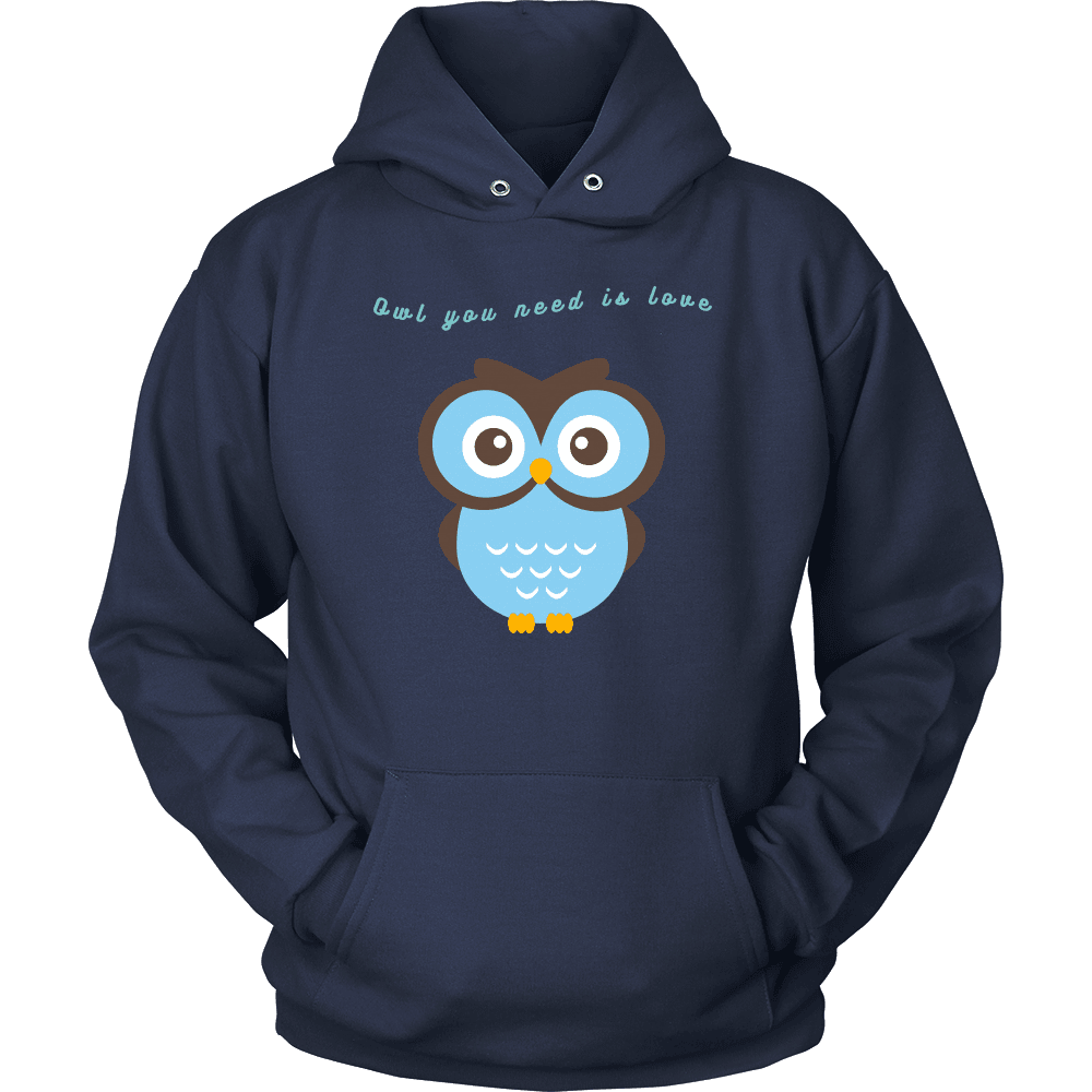 Owl You Need is Love T-shirt Unisex Hoodie Navy S