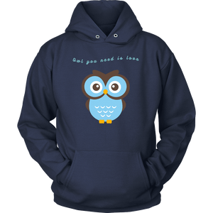 Owl You Need is Love T-shirt Unisex Hoodie Navy S