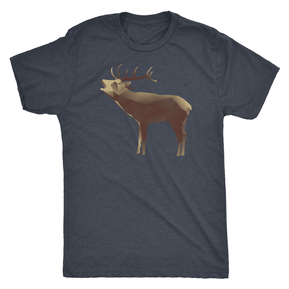 Large Polygonaly Deer T-shirt Next Level Mens Triblend Vintage Navy S