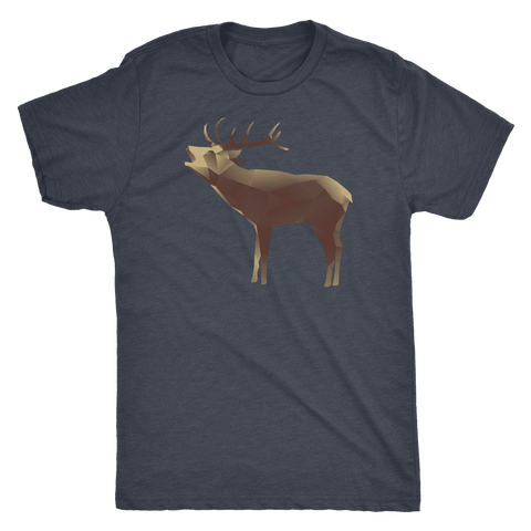 Image of Large Polygonaly Deer T-shirt Next Level Mens Triblend Vintage Navy S