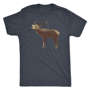 Large Polygonaly Deer T-shirt Next Level Mens Triblend Vintage Navy S