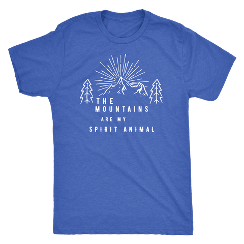 Image of Mountains Spirit T Shirt 1 T-shirt Next Level Mens Triblend Vintage Royal S