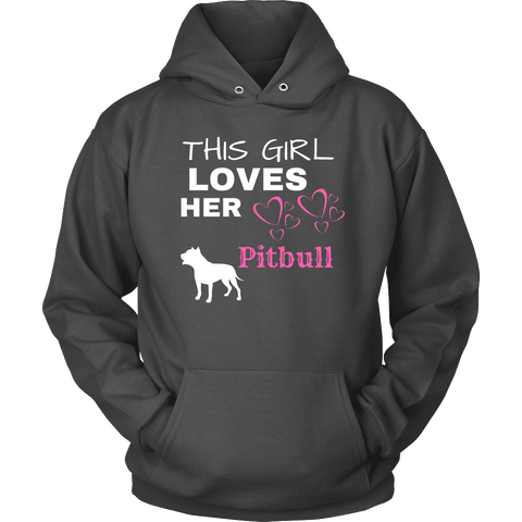 Image of This Girl Loves Her Pitbull T-shirt Unisex Hoodie Charcoal S