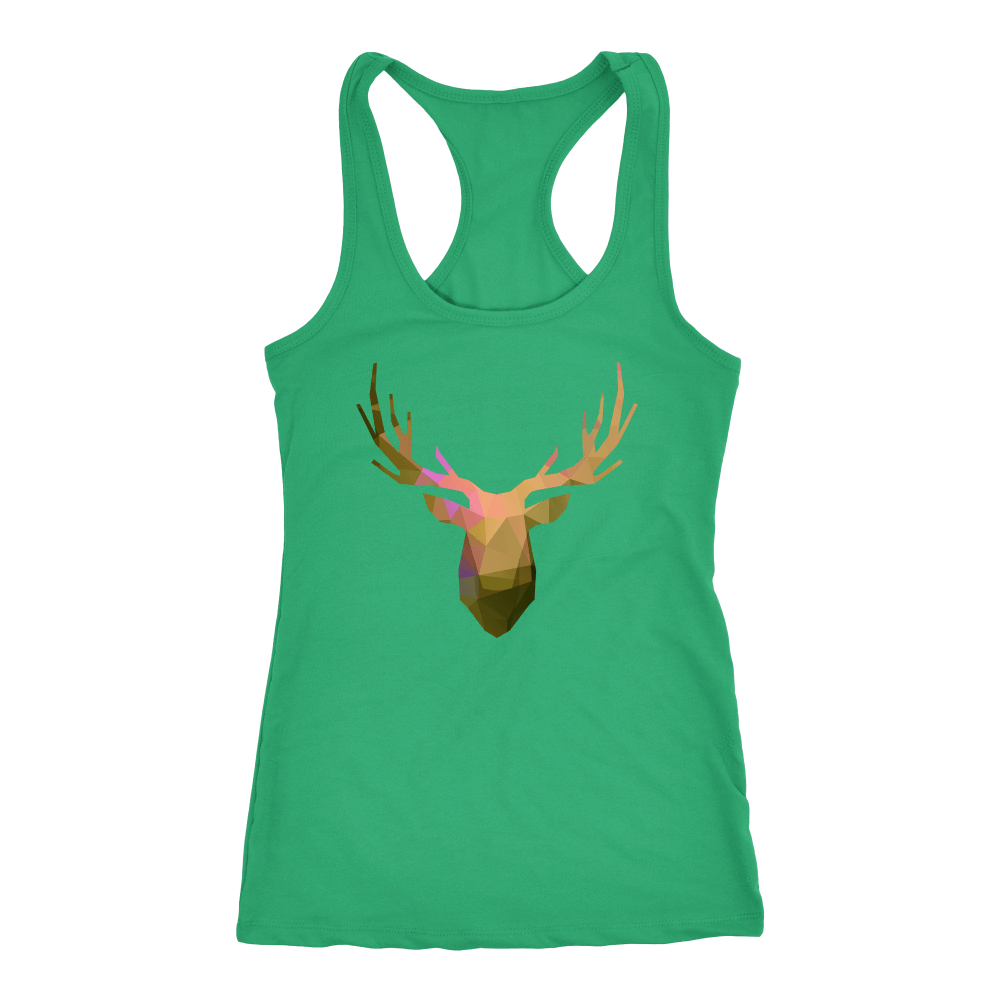 Deer Polygonal 2 T-shirt Next Level Racerback Tank Kelly XS