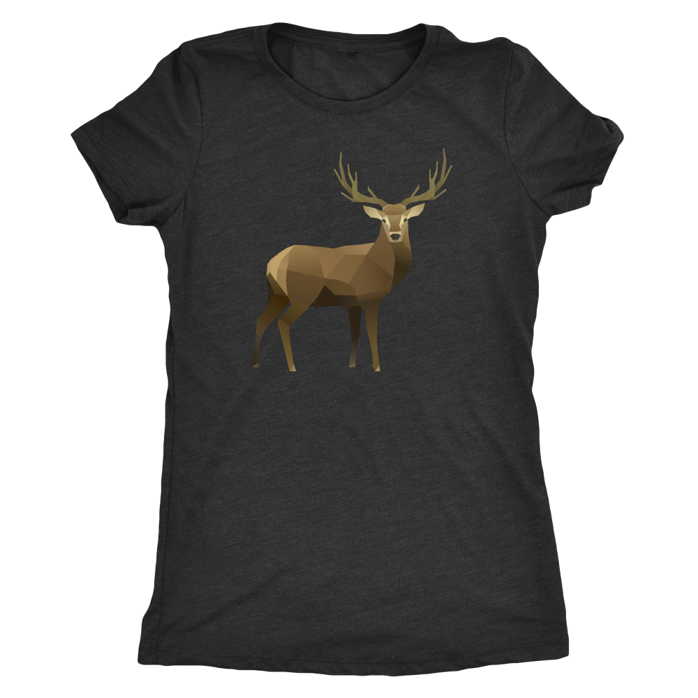 Real Polygonal Deer T-shirt Next Level Womens Triblend Vintage Black S