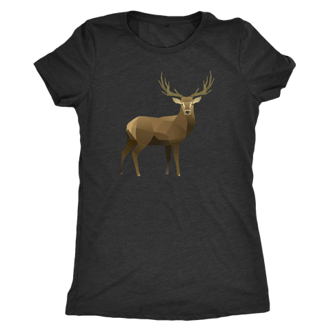 Image of Real Polygonal Deer T-shirt Next Level Womens Triblend Vintage Black S