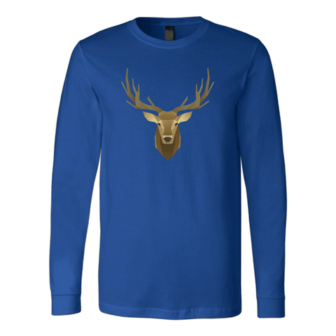 Image of Deer Portrait, Real T-shirt Canvas Long Sleeve Shirt Royal S