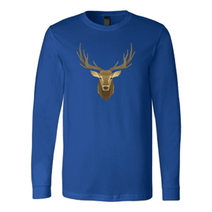 Deer Portrait, Real T-shirt Canvas Long Sleeve Shirt Royal S
