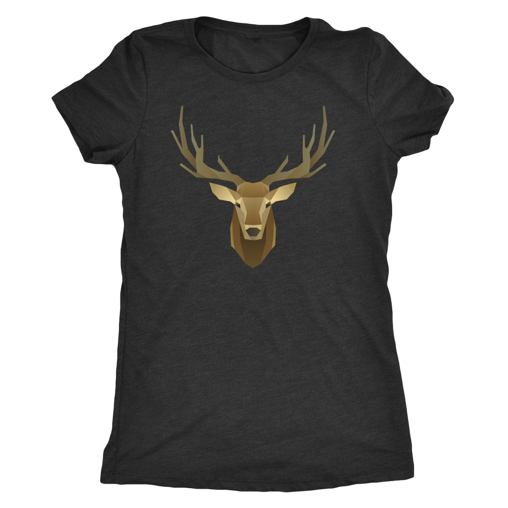 Deer Portrait, Real T-shirt Next Level Womens Triblend Vintage Black S