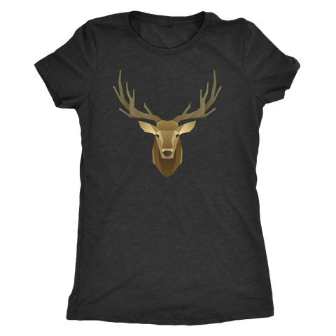 Image of Deer Portrait, Real T-shirt Next Level Womens Triblend Vintage Black S