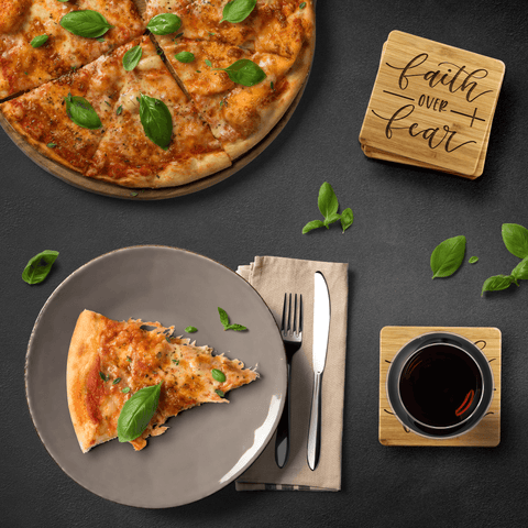 Image of Faith over Fear Handmade Bamboo Coasters Coasters 