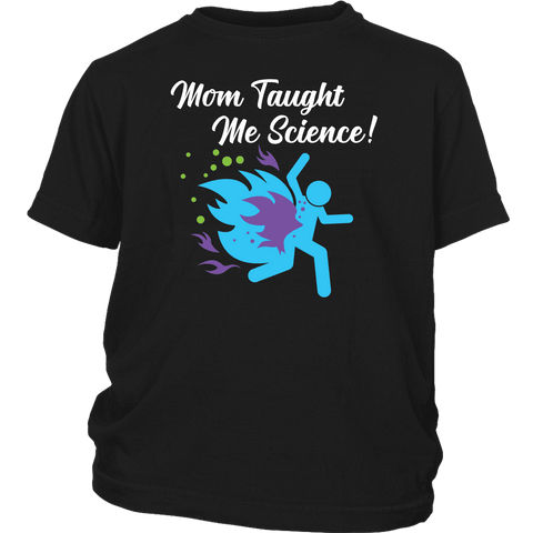 Image of Funny "Mom Taught Me Science" Kids T-Shirts T-shirt District Youth Shirt Black XS