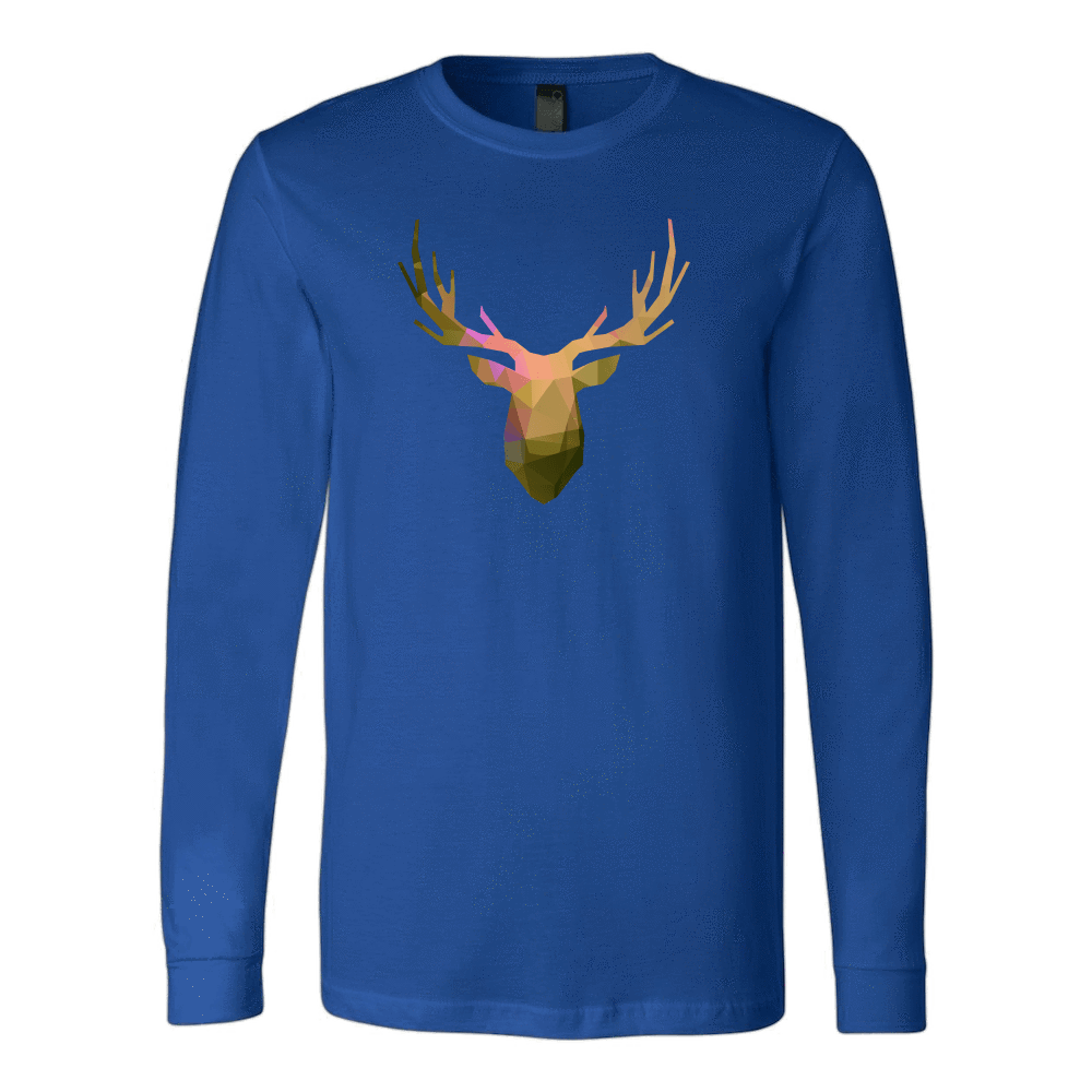Deer Polygonal 2 T-shirt Canvas Long Sleeve Shirt Royal S