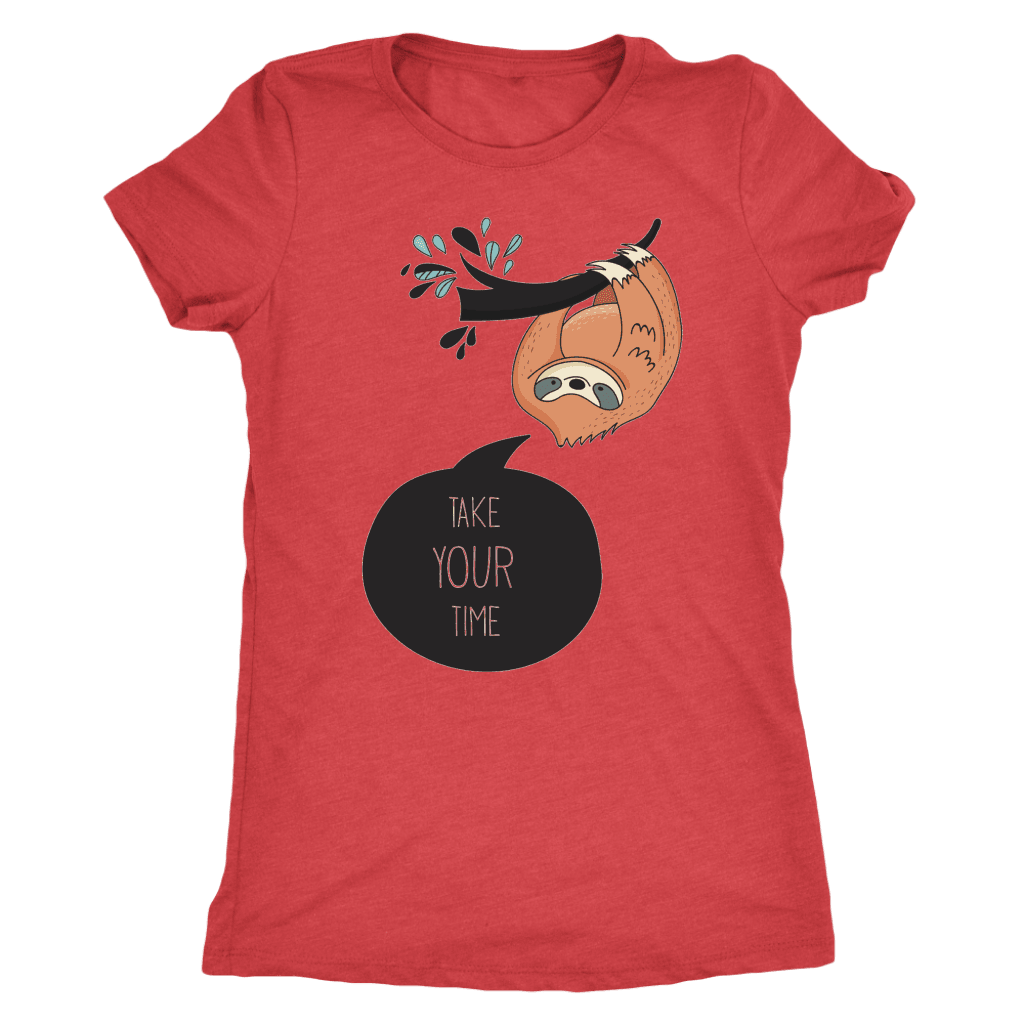 Take Your Time Sloth T-shirt Next Level Womens Triblend Vintage Red S