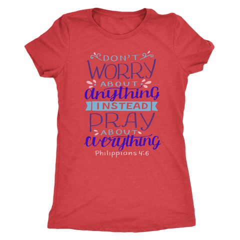 Image of Don't Worry!, Philippians 4:6 T-shirt Next Level Womens Triblend Vintage Red S