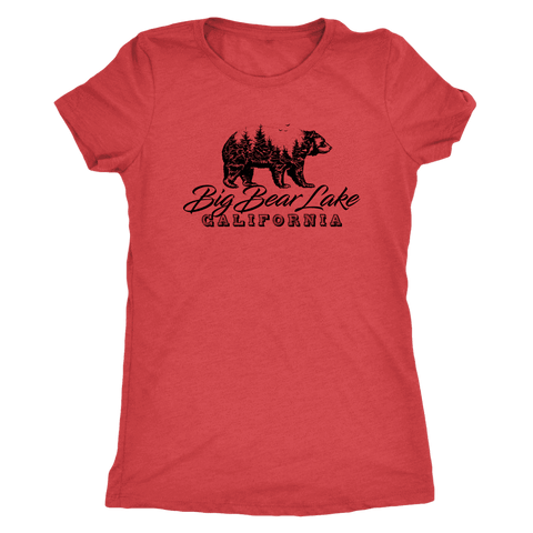Image of Big Bear Lake California V.2, Womens, Black T-shirt Next Level Womens Triblend Vintage Red S