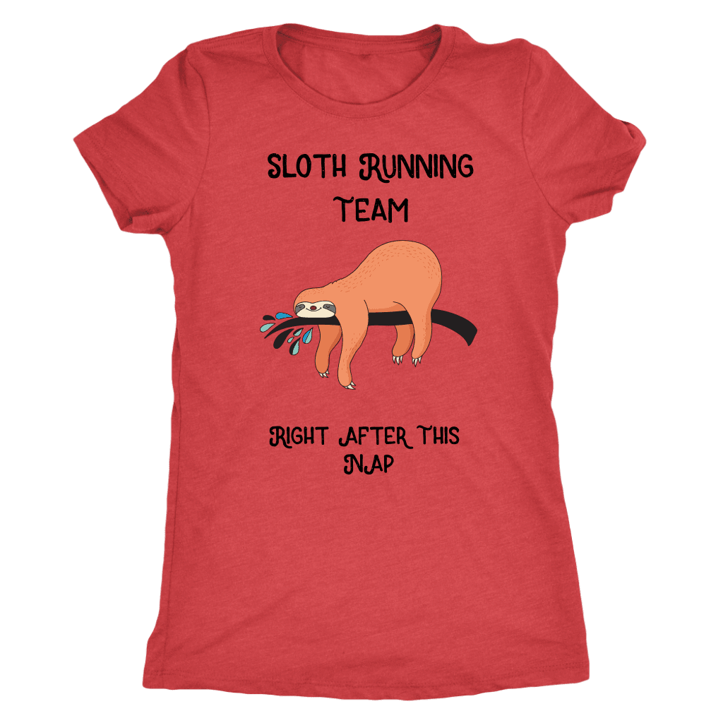 Sloth Running Team T-shirt Next Level Womens Triblend Vintage Red S